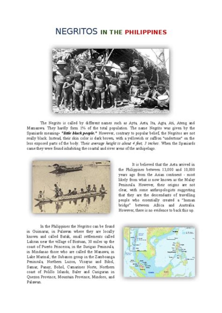 How did Negritos came to the Philippines?