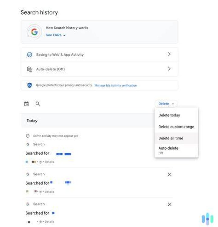 How do I permanently delete Google search history?