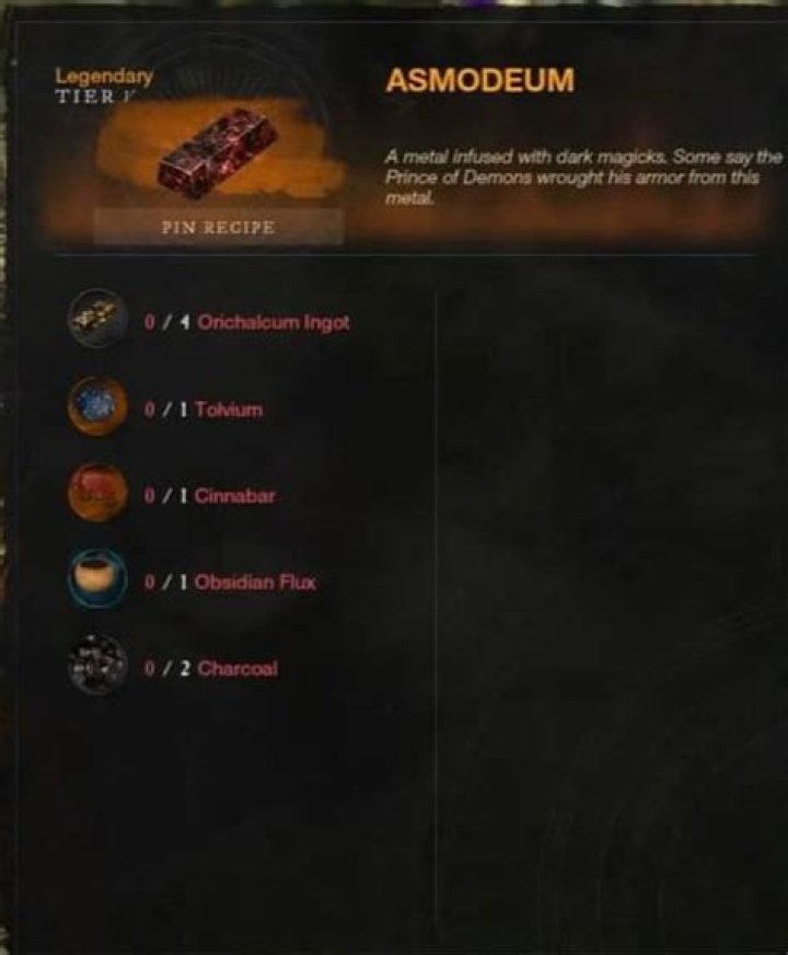 How many Asmodeum can you make in a day New World?