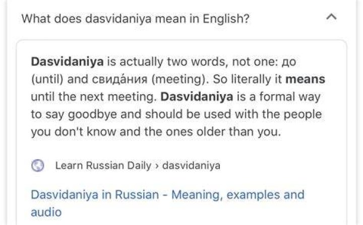 What does dasvidaniya mean?