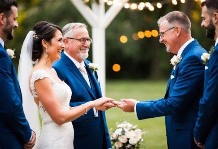 What does the father of the bride do when he gives her away?