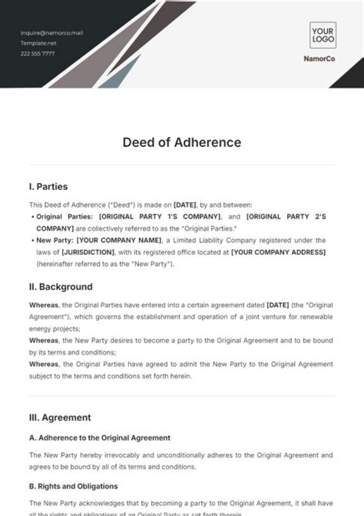 What is a deed of adherence?