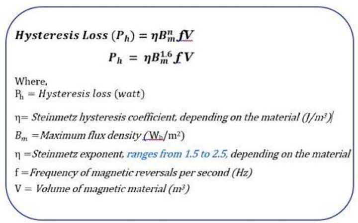What is hysteresis loss formula?