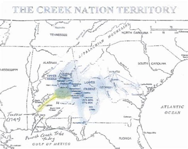 Where did the Creek Indians live in Alabama?