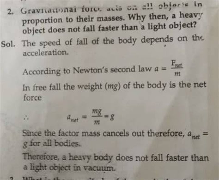 Why does a heavy object not fall faster?