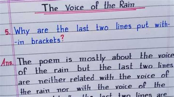 Why the last two lines of the poem The Voice of the Rain are put within brackets?
