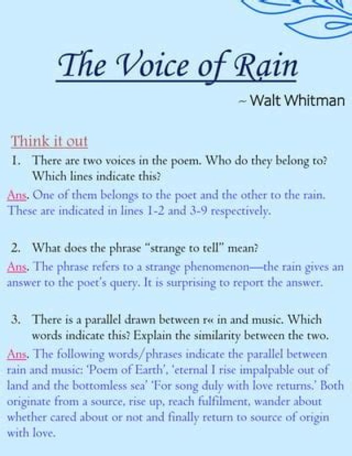 Why was Walt Whitman titled this poem The Voice of the Rain?